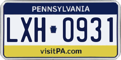 PA license plate LXH0931