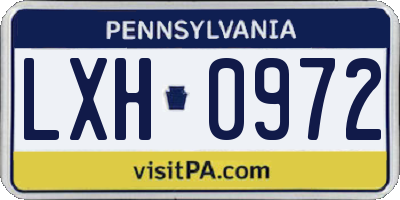 PA license plate LXH0972