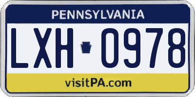 PA license plate LXH0978
