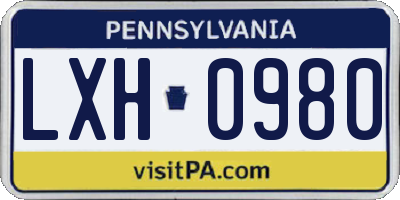 PA license plate LXH0980