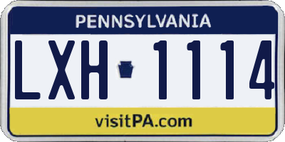 PA license plate LXH1114