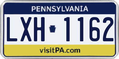 PA license plate LXH1162
