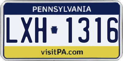 PA license plate LXH1316