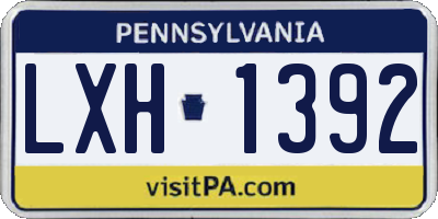 PA license plate LXH1392