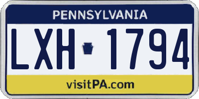 PA license plate LXH1794