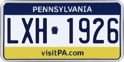 PA license plate LXH1926