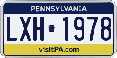 PA license plate LXH1978