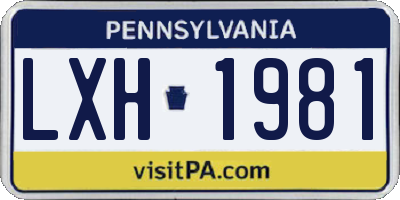 PA license plate LXH1981