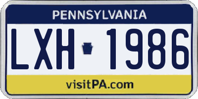 PA license plate LXH1986