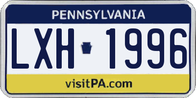 PA license plate LXH1996