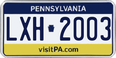 PA license plate LXH2003