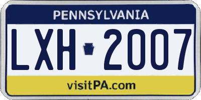 PA license plate LXH2007