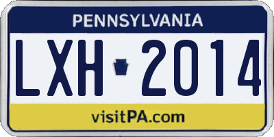 PA license plate LXH2014