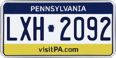 PA license plate LXH2092