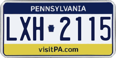 PA license plate LXH2115