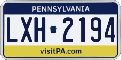 PA license plate LXH2194