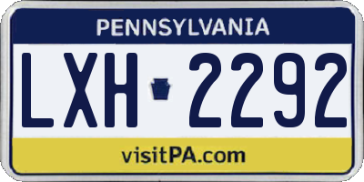 PA license plate LXH2292