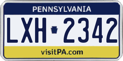 PA license plate LXH2342