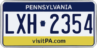 PA license plate LXH2354