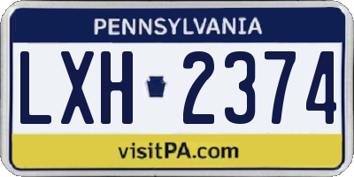PA license plate LXH2374