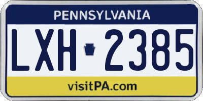 PA license plate LXH2385