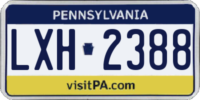 PA license plate LXH2388