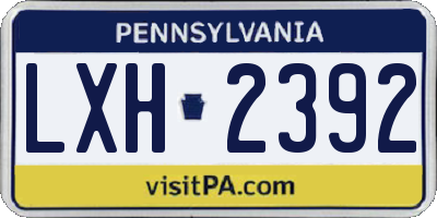 PA license plate LXH2392
