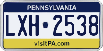 PA license plate LXH2538