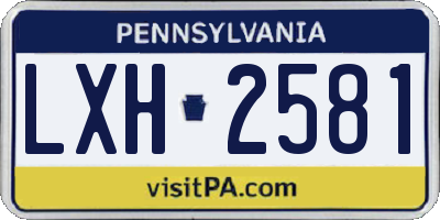 PA license plate LXH2581