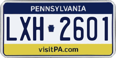 PA license plate LXH2601