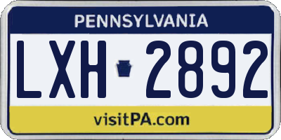 PA license plate LXH2892