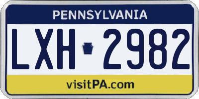 PA license plate LXH2982