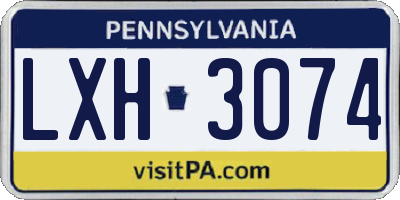 PA license plate LXH3074
