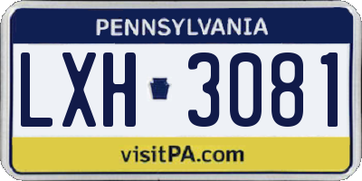 PA license plate LXH3081