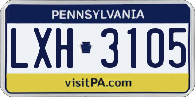 PA license plate LXH3105