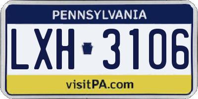 PA license plate LXH3106