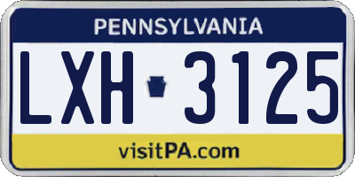 PA license plate LXH3125