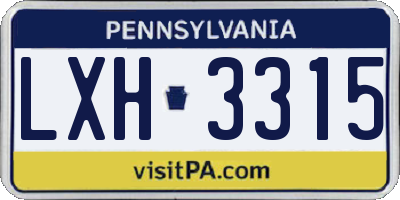 PA license plate LXH3315
