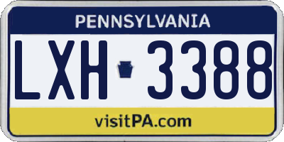 PA license plate LXH3388