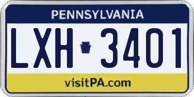 PA license plate LXH3401
