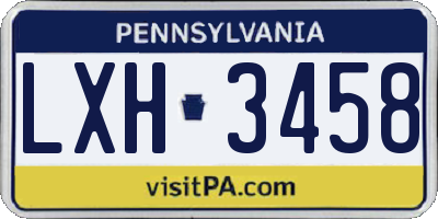 PA license plate LXH3458