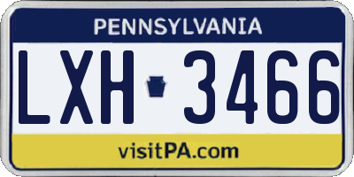 PA license plate LXH3466