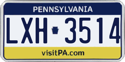 PA license plate LXH3514