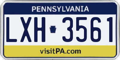 PA license plate LXH3561