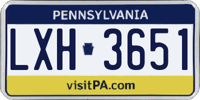PA license plate LXH3651