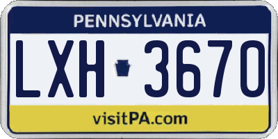 PA license plate LXH3670
