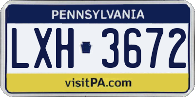 PA license plate LXH3672