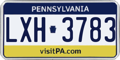 PA license plate LXH3783