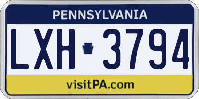 PA license plate LXH3794