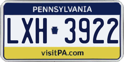 PA license plate LXH3922